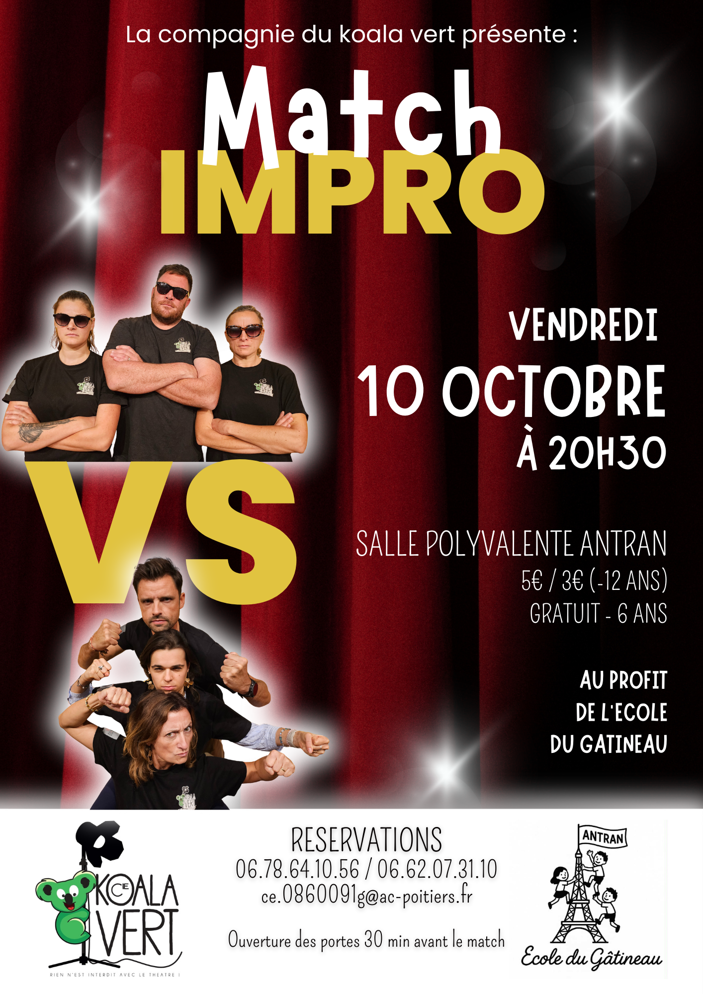 AFFICHE VENDREDI SOIR Koala vert affiche de l'impro le vendredi 10 octobre à Antran